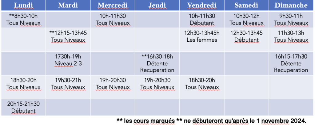 horaires SAMYAMA Yoga